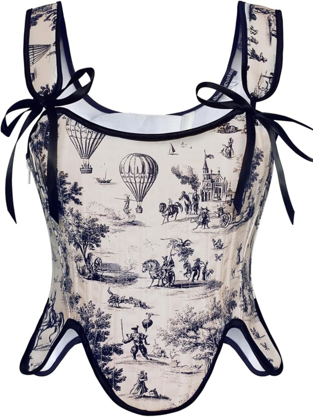 Scarlet Darkness Size 8 Black & Ivory Toile Lace-Up Corset Top